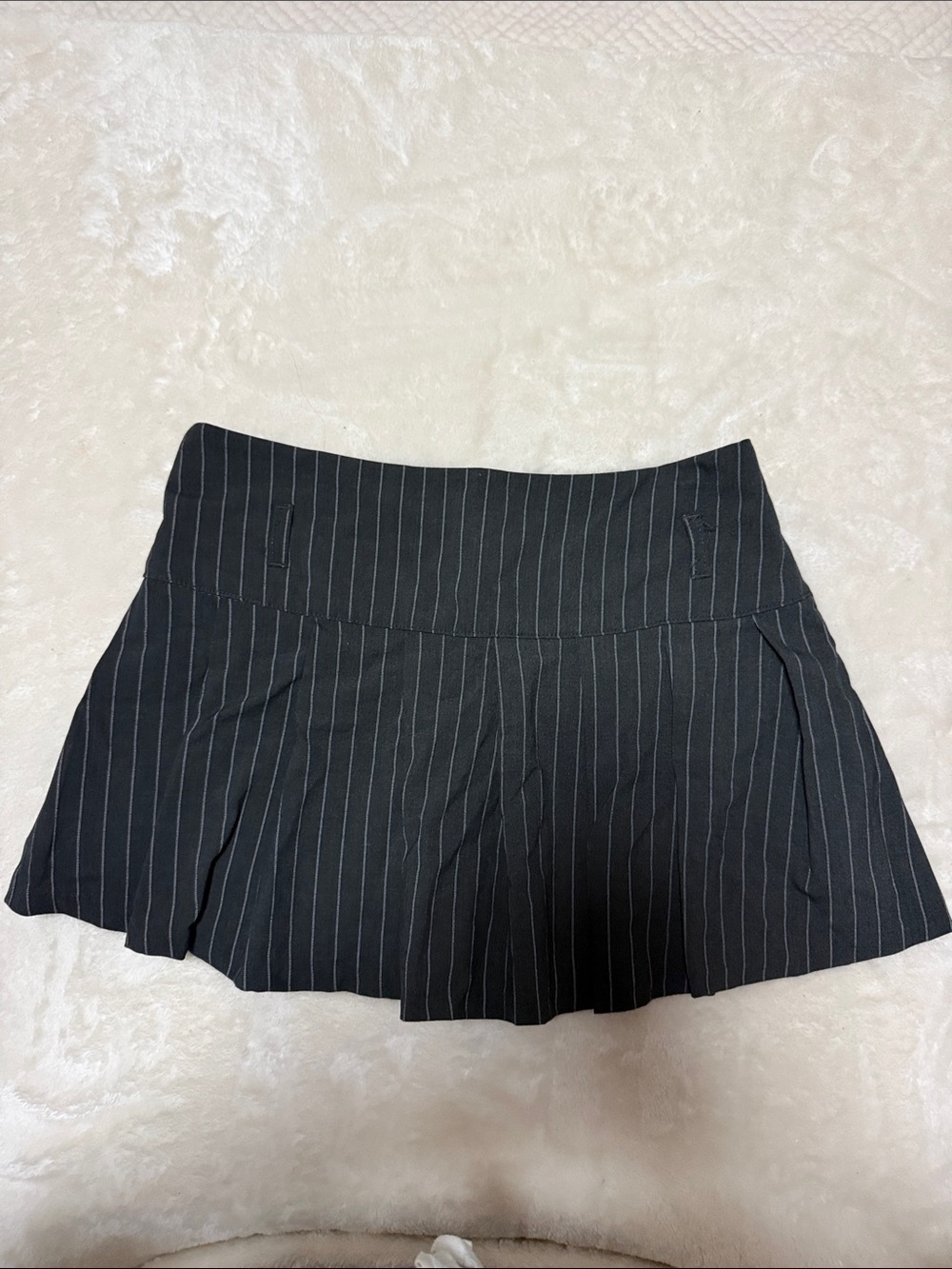 Love Tree Black Pinstripe Skater Mini Skirt